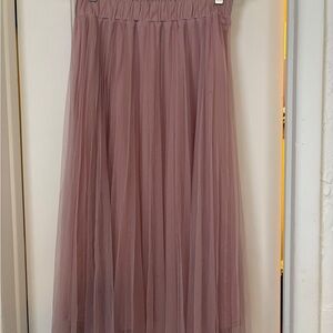 Mauve Tulle Midi Skirt